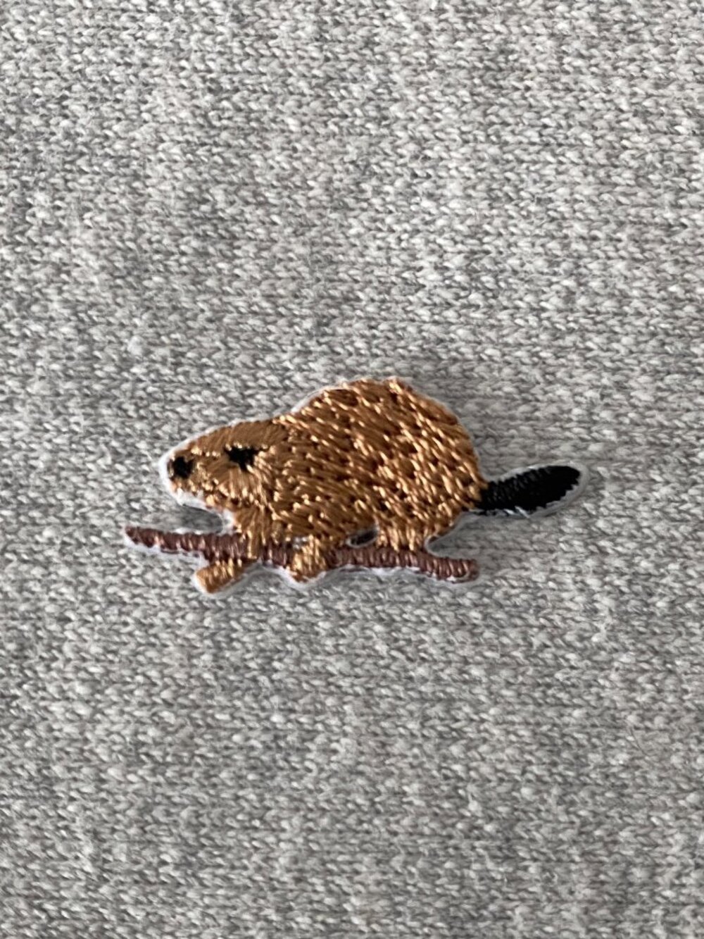 1 Embroidered Tiny Beaver Iron-on Patch 2.7cm x 1.3cm